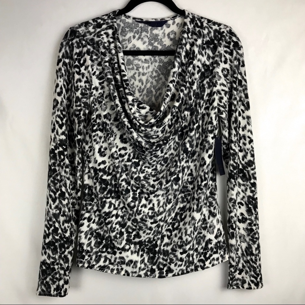 Rachel Roy Top Cheetah Print Cowl Size Large NWT